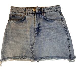 Zara Jean Mini Skirt, Women's Size Small, Frayed hem